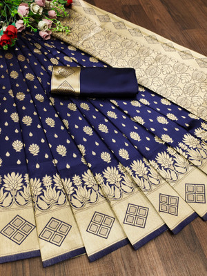 Kartvya Woven Kanjivaram Jacquard, Pure Silk Saree(Blue)