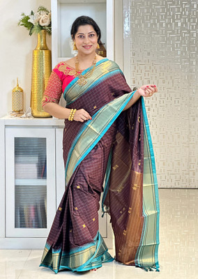 Pandadi Saree Woven Kanjivaram Cotton Silk Saree(Maroon)