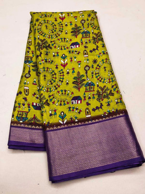 BilloRani Self Design Bollywood Art Silk, Raw Silk Saree(Light Green)