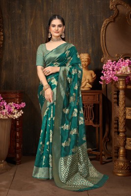 AAGIRI Embellished, Self Design, Woven Banarasi Organza, Jacquard Saree(Light Green)