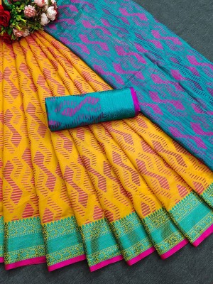 MUSHAK Woven Gadwal Cotton Silk, Jacquard Saree(Multicolor)