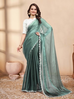 Bansidhar Fabrics Solid/Plain Daily Wear Chiffon Saree(Light Blue)