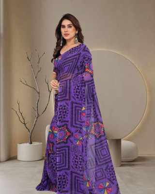 Jayu Self Design Bollywood Georgette Saree(Purple)