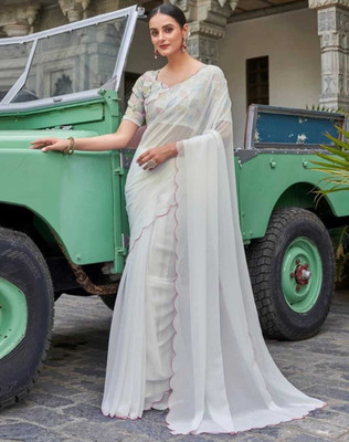 supalee tex Solid/Plain Bollywood Georgette Saree(Multicolor)