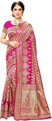 Moda Rapido Woven Kanjivaram Jacquard Saree(Pink)