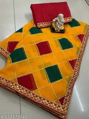 DAZLIO Printed Daily Wear Georgette Saree(Yellow)