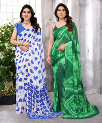 Divastri Printed Bollywood Georgette Saree(Pack of 2, Multicolor)