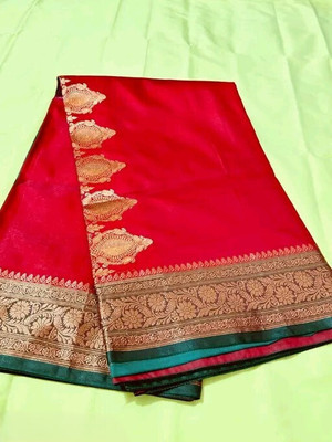HouseOfCommon Embroidered Bollywood Silk Blend Saree(Red)