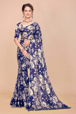 Nandita Printed Bollywood Satin Saree(Blue)