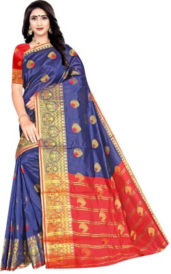 KRISHNAN CREATION Woven, Embellished Baluchari Jacquard Saree(Multicolor)