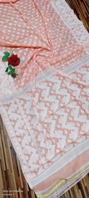 RDAPPARELS CREATION Self Design Jamdani Silk Blend Saree(Pink)