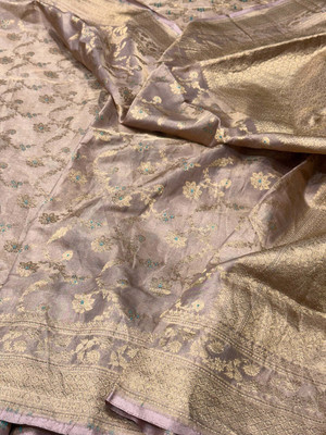 MJA Woven Banarasi Pure Silk, Tissue Saree(Purple)