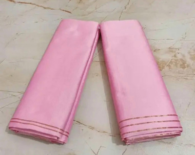 AYEZAL Solid/Plain Mekhela Chador Polyester Saree(Pink)