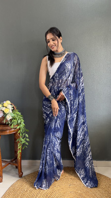 Moda Rapido Printed Daily Wear Georgette Saree(Dark Blue)