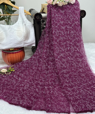 PATTARI Printed Bollywood Net Saree(Purple)