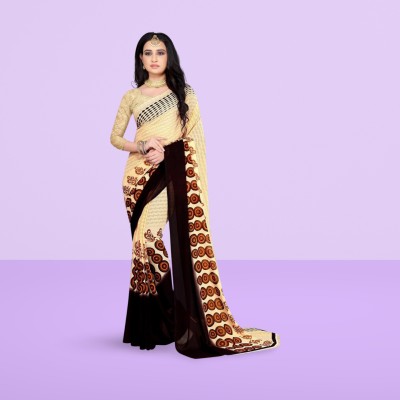 Leelavati Printed Daily Wear Georgette Saree(Beige)