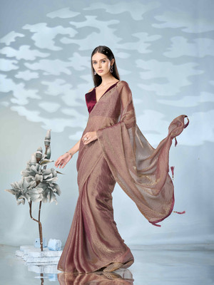 Tikhi Imli Woven Bollywood Satin Saree(Gold)