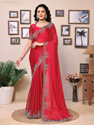 Bhojal Creation Embellished Daily Wear Art Silk Saree(Pink)