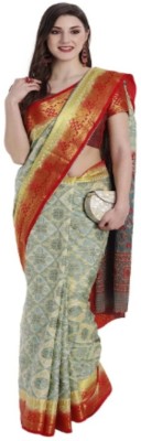 RAMAW Printed Kanjivaram Silk Blend Saree(Multicolor)