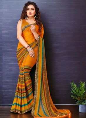 TTH Printed Bollywood Georgette Saree(Yellow)