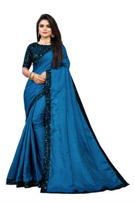 Vedant Vastram Self Design Bollywood Silk Blend Saree(Blue)