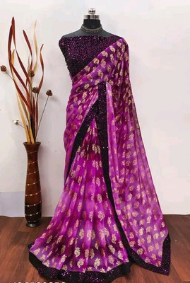 AKFABRICS Woven Bollywood Lycra Blend Saree(Purple)