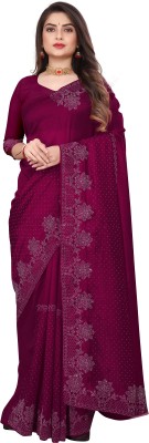 HARIOM CREATION Self Design Daily Wear Georgette Saree(Purple)