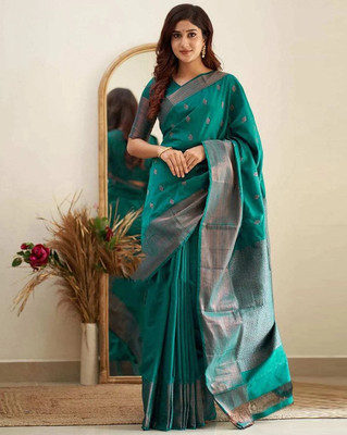 YASHIKA Printed Banarasi Silk Blend Saree(Green)