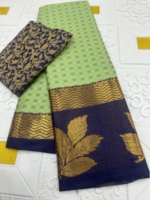MM VENTURE Woven Kanjivaram Cotton Silk Saree(Light Green)