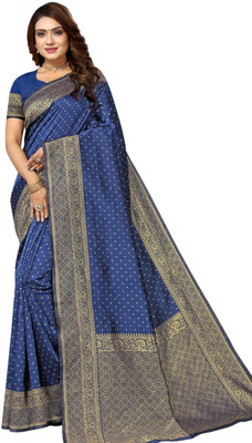 SHREE SANT SAREES Solid/Plain Banarasi Art Silk Saree(Blue)