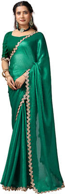 Virendra Textiles Self Design Bollywood Satin Saree(Green)