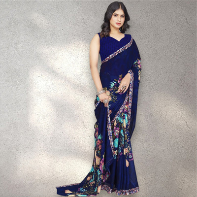 Grubstaker Printed Daily Wear Georgette Saree(Multicolor)