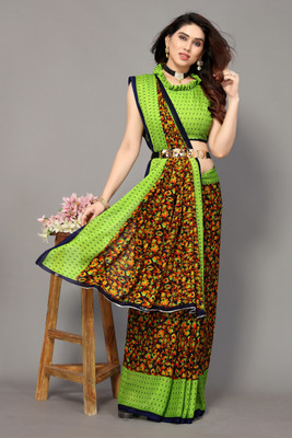Priyashi Printed, Digital Print Bollywood Georgette Saree(Light Green)