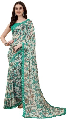 RAJESHWAR FASHION Printed Bollywood Georgette Saree(Green)