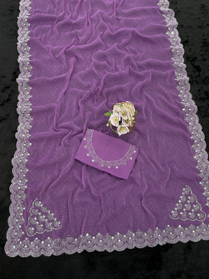 EthnicAura Embellished Bollywood Organza Saree(Purple)