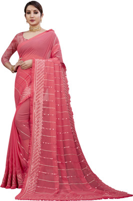 DRASHTI Embroidered Bollywood Georgette Saree(Red)