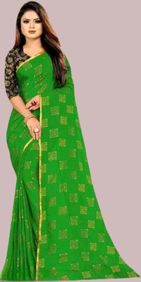 mamtasaree Self Design Banarasi Net, Chiffon Saree(Green)