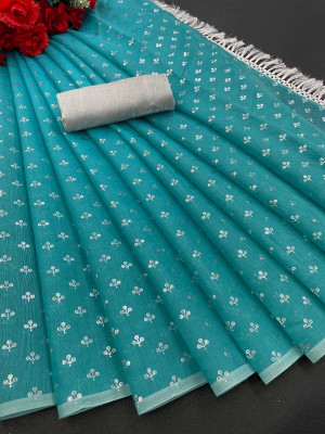 PIYA DESIGNER Printed Chanderi Chanderi Saree(Pack of 2, Blue)