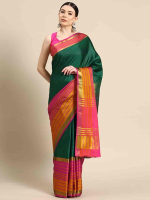 Divastri Solid/Plain Arani Pattu Art Silk Saree(Green)