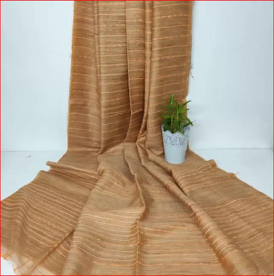 HAIDER ALI AND SONS Solid/Plain Bollywood Cotton Jute Saree(Beige)