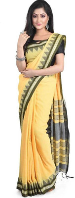 ASR Self Design Handloom Pure Cotton Saree(Yellow)