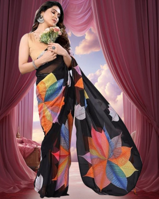 Jayu Self Design Daily Wear Georgette Saree(Black)