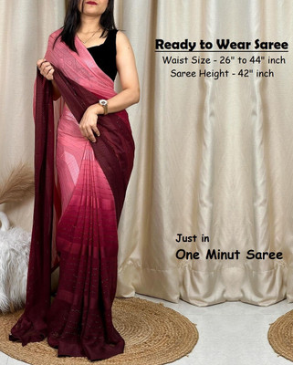 Riddhi textile Hub Striped Paithani Georgette Saree(Brown)