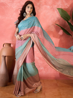 Sangria Printed Saree with Attached Blouse Chiffon Saree(Multicolor)