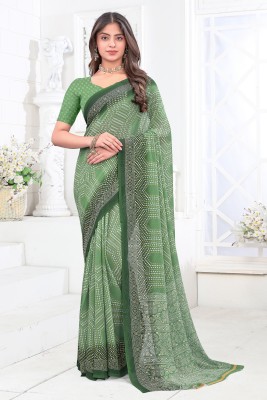 Emv Everymoment Vouge Printed Daily Wear Chiffon Saree(Light Green)