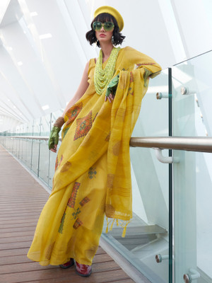 Divastri Woven Banarasi Tissue Saree(Yellow)