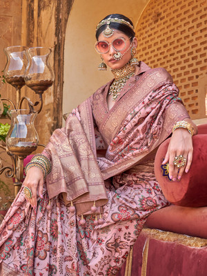 ANOUK Printed Chinnalapattu Silk Blend Saree(Purple)