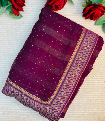Pallu Patola Printed Banarasi Georgette Saree(Purple)