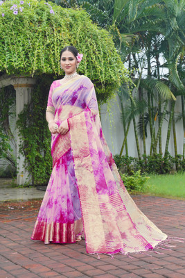 Aarunika BS Solid/Plain Bollywood Organza Saree(Pink)