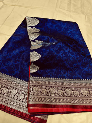 DORA SILK Self Design, Solid/Plain Banarasi Art Silk Saree(Purple, Green)